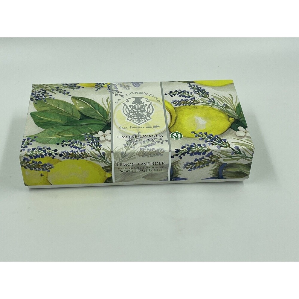 La Florentina LEMON LAVENDER -3 X 5.3 oz Embossed Luxury-Italy SEALED!